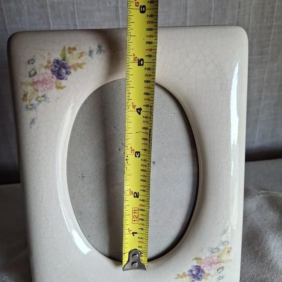 VTG Porcelain Crackle Glazed Cottage Core Oval Photo Frame - Picture 9 of 9